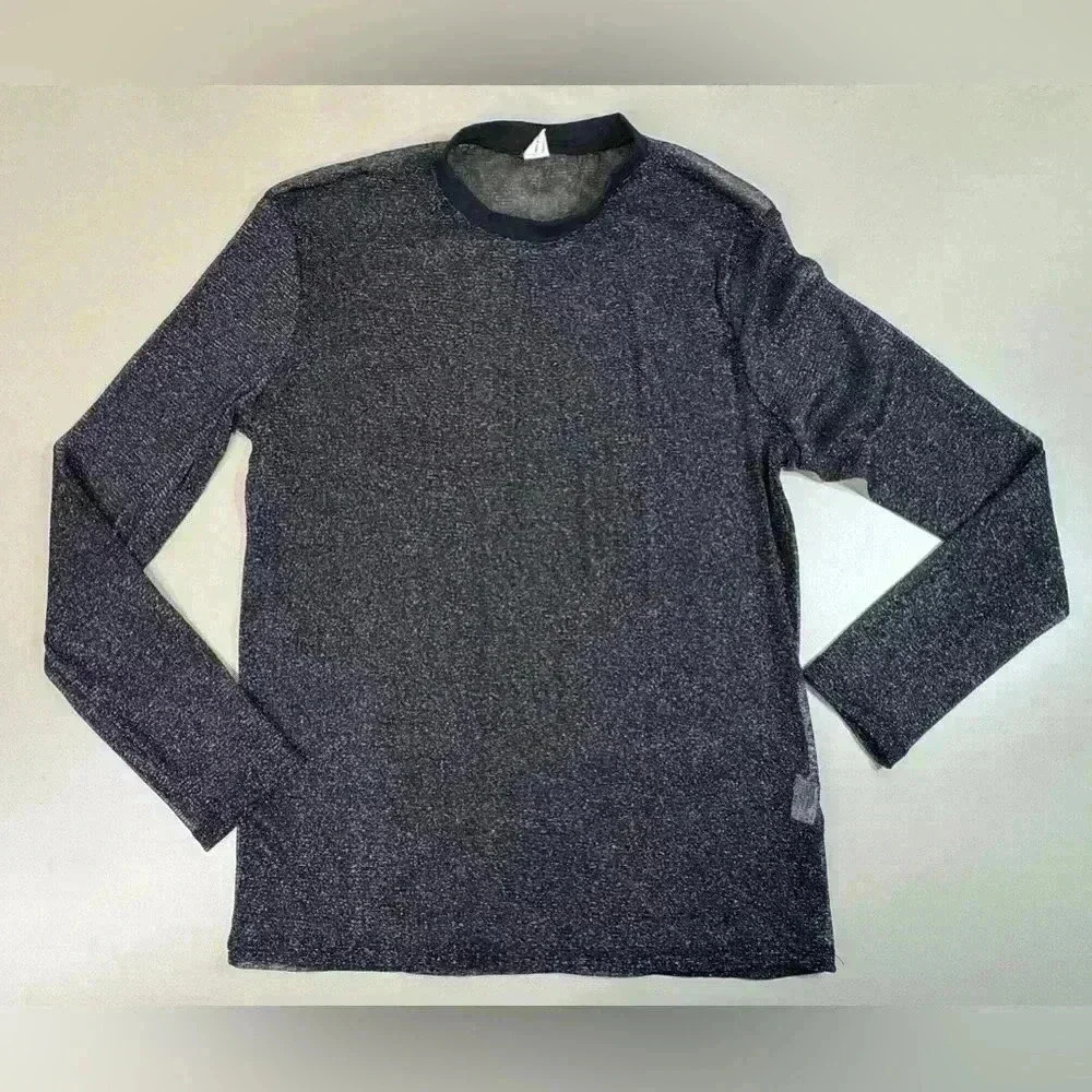 WhimsiGoth Mesh Longsleeve Sheer Shirt Women’s Medium Fairy Shimmer Black Y2K - Picture 4 of 11